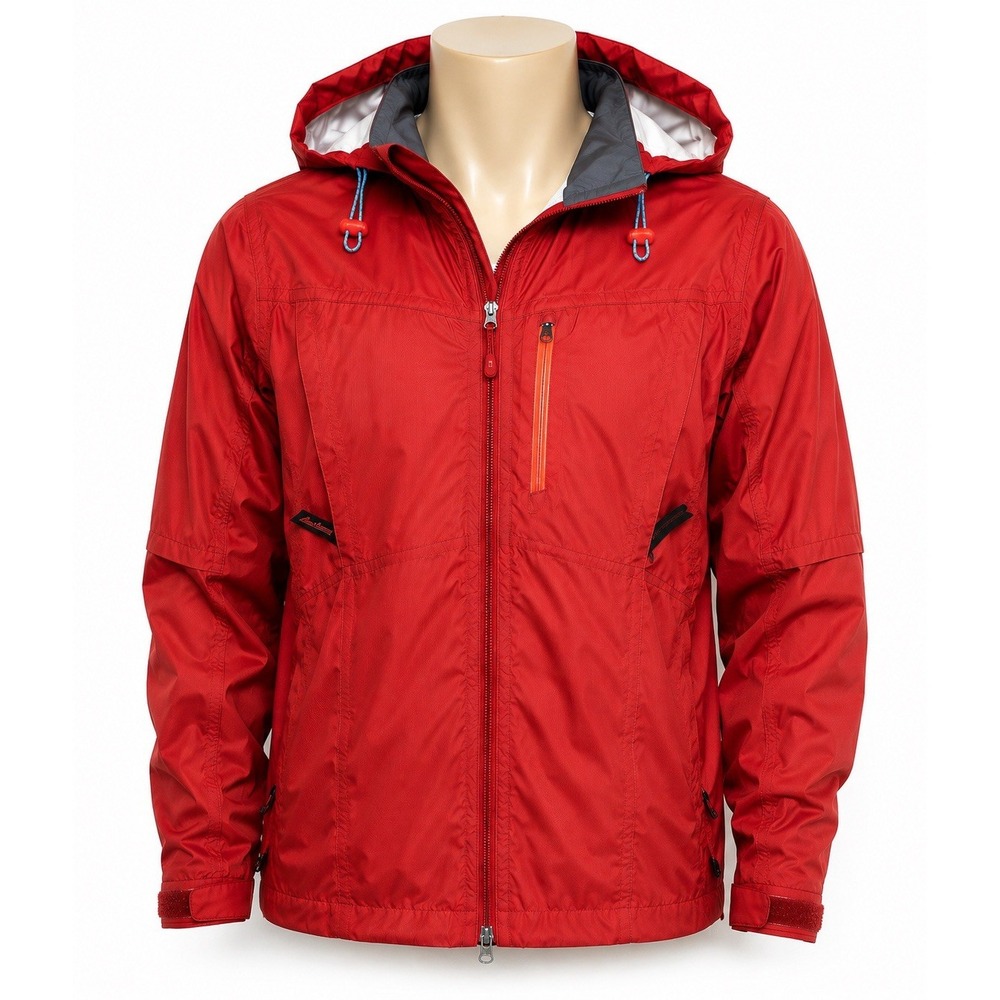 The North Face HyVent Technical Rain Shell Jacket Men's Large Red Hooded YKK